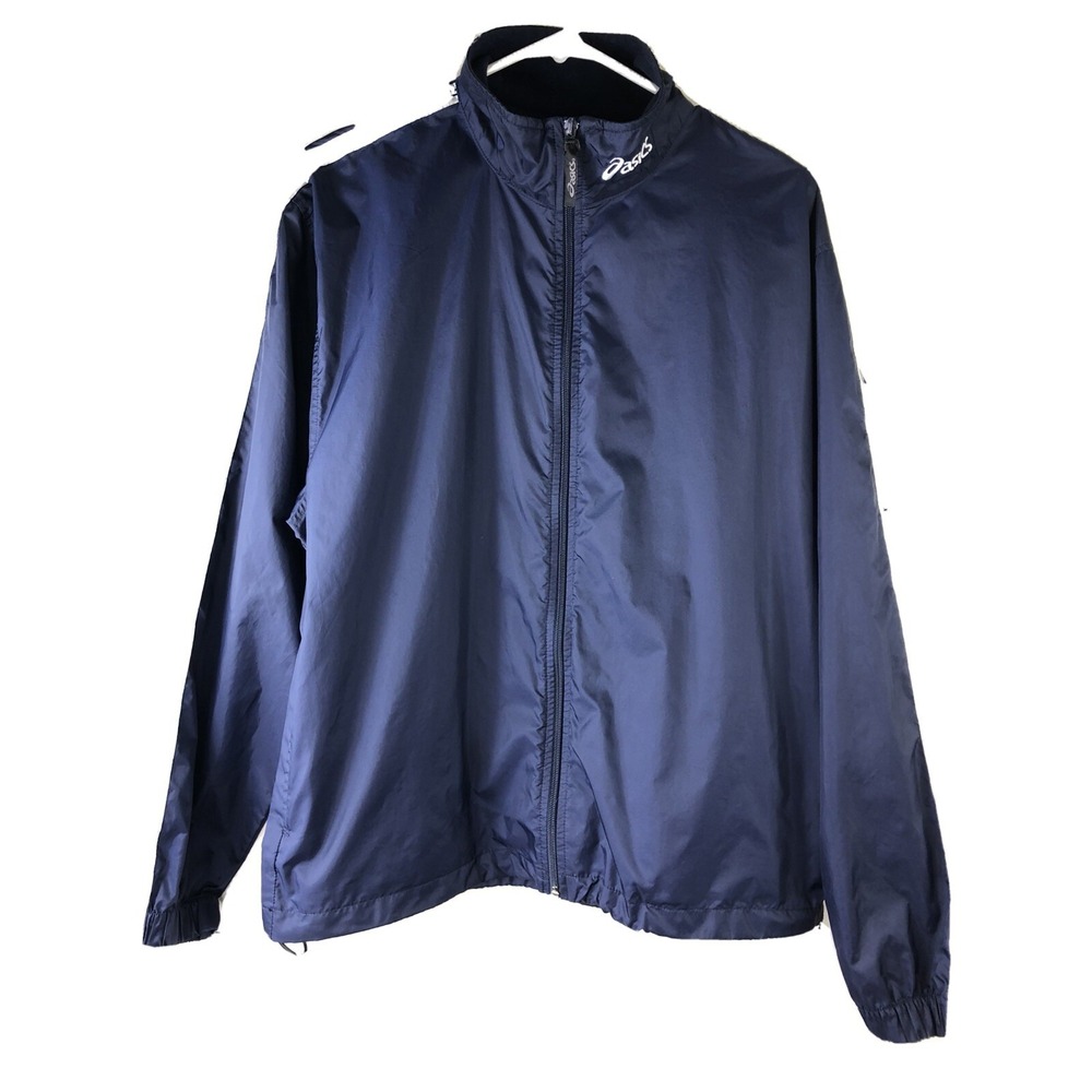 ASICS Mens Small Windbreaker Blue‎ Reflective Sleeve